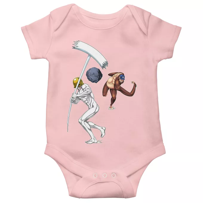 Body baby korta ärmar (flicka) Parodi Attack on Titan En titanisk basebollmatch - Zeke Yeager the Beast Titan and Eren Yaeger the War Hammer Titan