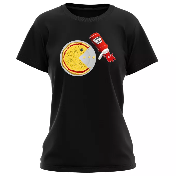 Damen T-shirts Parodie auf Pacman Pacman - Gamer Pizza
