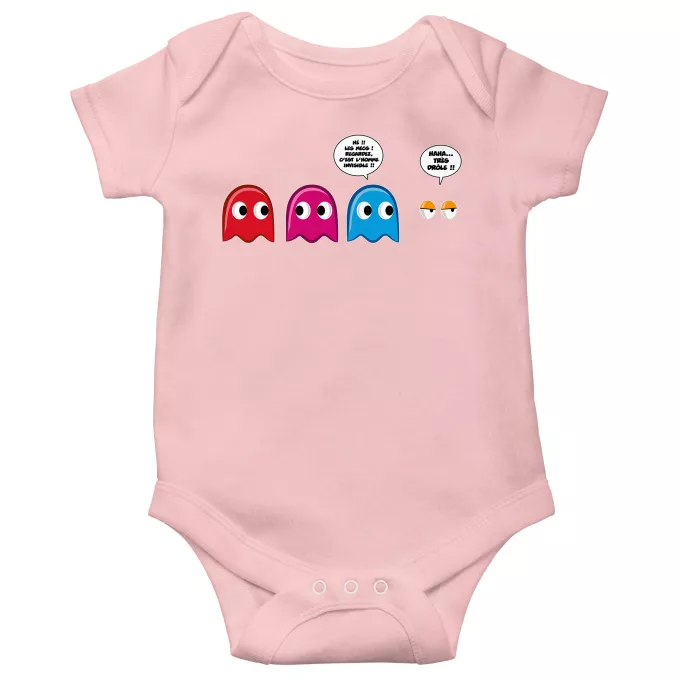 Body bébé manches courtes (Filles) Parodie Pacman Le Fant - Homme invisible !