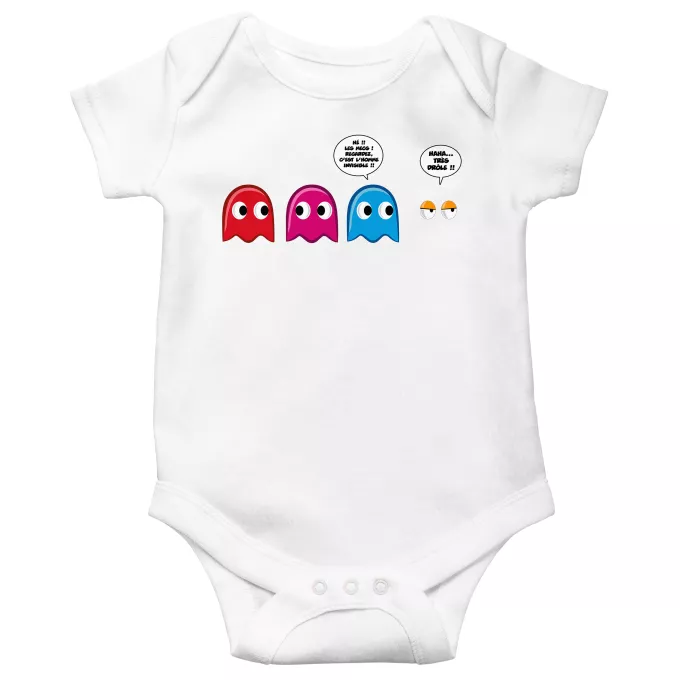 Body bébé manches courtes Parodie Pacman Le Fant - Homme invisible !