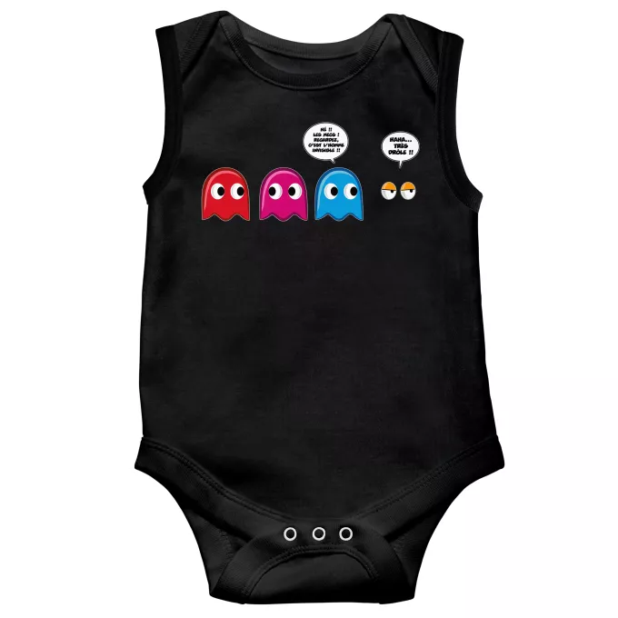 Body bébé sans manches Parodie Pacman Le Fant - Homme invisible !