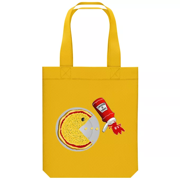 Shopper (Tote Bag) aus Bio-Baumwolle Parodie auf Pacman Pacman - Gamer Pizza