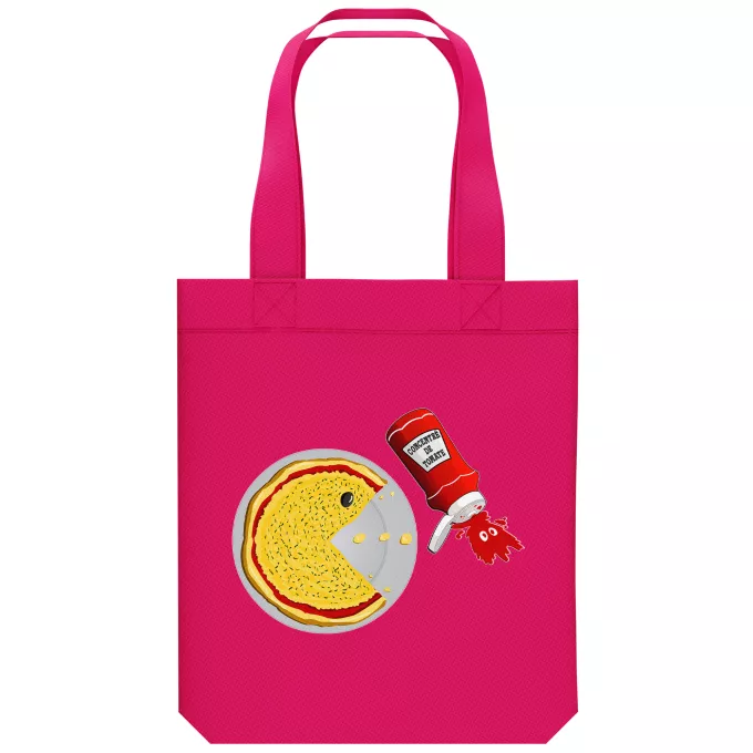 Shopper (Tote Bag) aus Bio-Baumwolle Parodie auf Pacman Pacman - Gamer Pizza