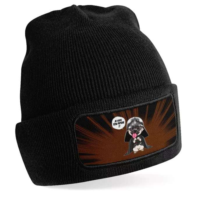 Bonnet Parodie Star Wars Je suis ton pépère... !! - Dark Vadog, le Carlin se prenant pour Dark Vador