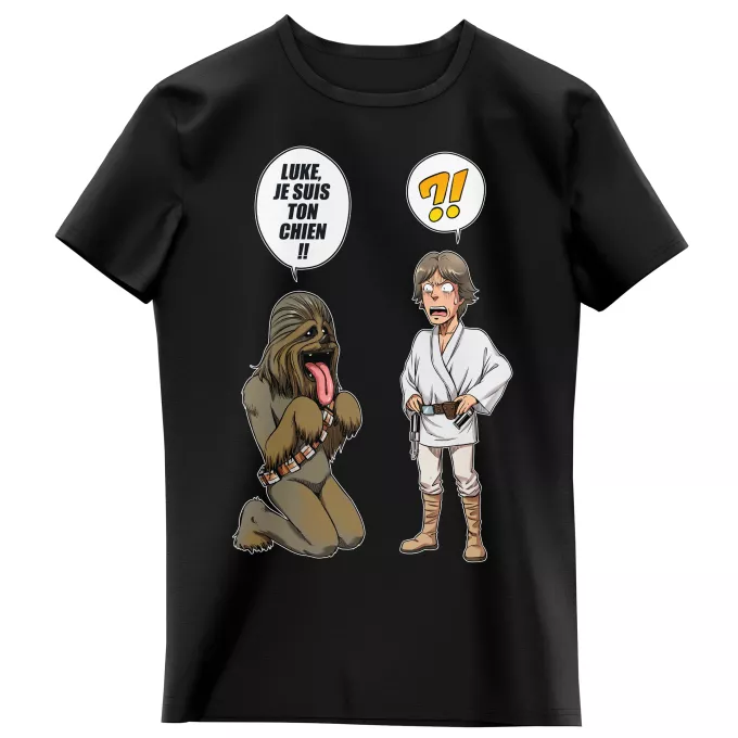 T-shirts Enfants Filles Parodie Star Wars Luke, je suis ton chien (Epoque 1ère Trilogie) - Luke Skywalker, Chewbacca