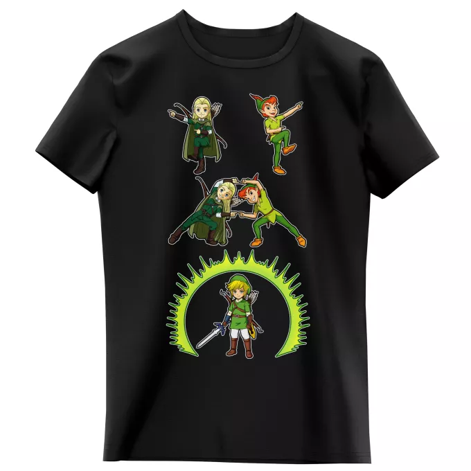 T-shirts crianças raparigas Paródia Zelda Link e Legolas