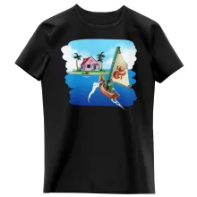 T-shirts crianças raparigas Link “Link e Casa do Kame” – Zelda de parodia