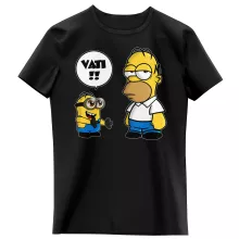 Kevin Minion Mädchen Kinder T-Shirt “Kevin Minion et Homer Simpson” – Parodie auf Minions