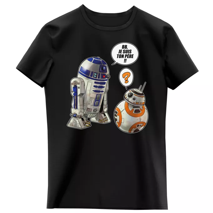 T-shirts Enfants Filles Parodie Star Wars BB, je suis ton père !! - BB-8, R2-D2