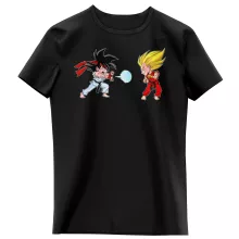 Maglietta per bambine e ragazze Son Goku “Son Goku e Vegeta X Ryu e Ken” – Parodia dei Dragon Ball Z