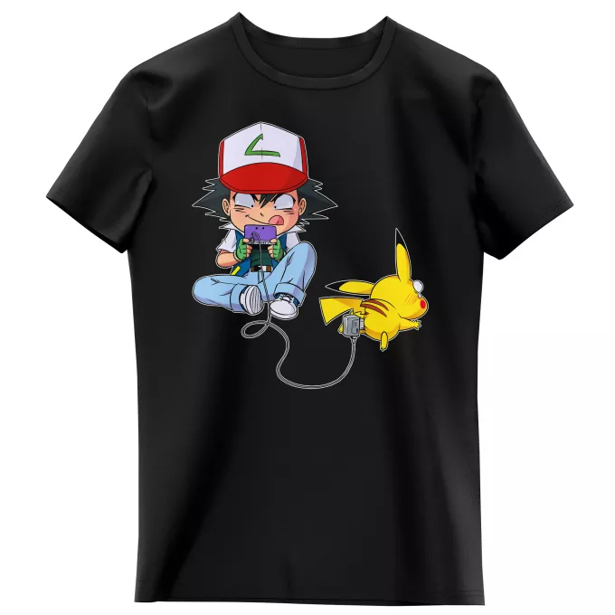 Camisetas Niñas Parodia Pokémon Pikachu y Ash de Pokemon