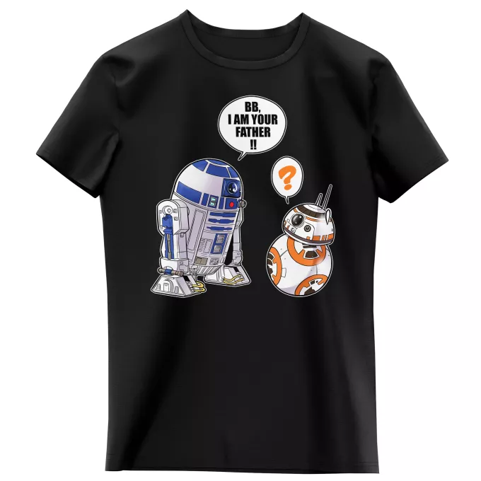 T-shirts kinderen meisjes Parodie Star Wars R2-D2 en BB-8