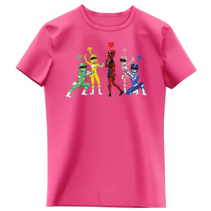T-shirts crianças raparigas Paródia Deadpool Deadpool e Power Rangers