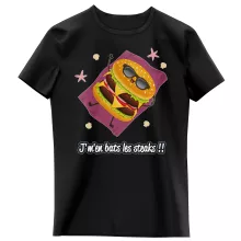 T-shirt Enfant Fille Humoristique « J'm'en bats les steaks !! » – Parodie Funny