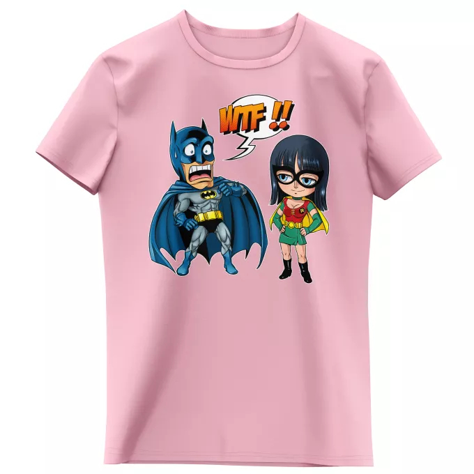 T-shirts crianças raparigas Paródia One Piece Batman e Robin