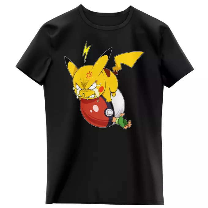 T-shirts crianças raparigas Paródia Pokémon Pikachu e Ash Ketchum