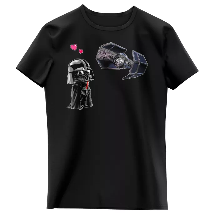 Flickor barnens T-shirts Parodi Stjärnornas krig Tecknad SD Darth Vader och TIE Fighter Mini Drone