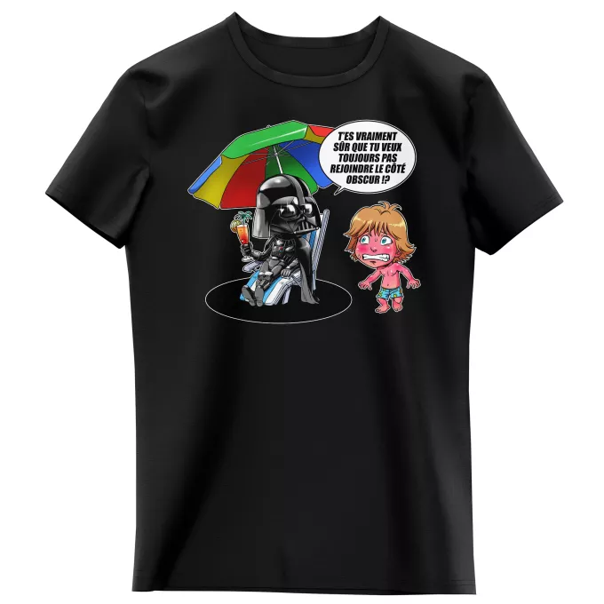 T-shirts Enfants Filles Parodie Star Wars Le pouvoir du côté Obscur... - Luke Skywalker, Dark Vador, le côté obscur