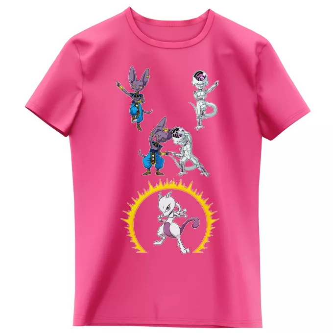 Camisetas Niñas Parodia Pokémon Beerus, Freezer y Mewtwo