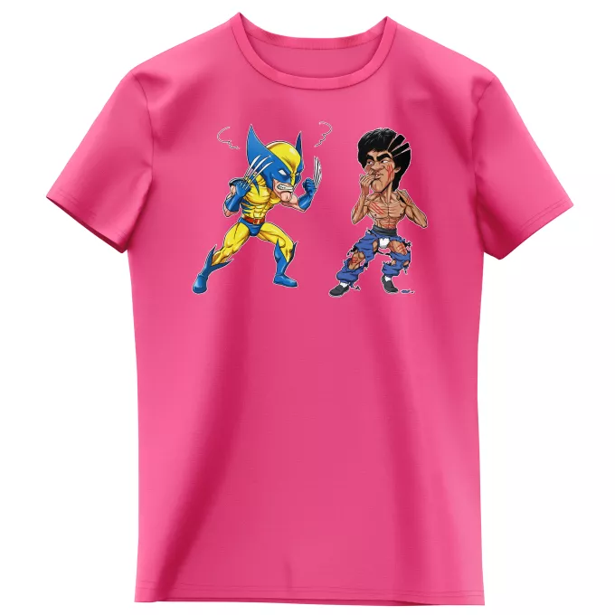 Flickor barnens T-shirts Parodi Wolverine - Järven Wolverine Vs Bruce-Lee