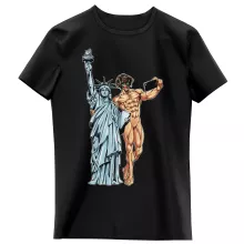 Camiseta Niña Eren Jaeger “Eren Jaeger e la estatua de la Libertad” – Parodia de Shingeki no Kyojin