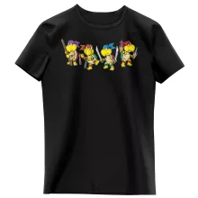 T-shirts crianças raparigas Mario Vs Donatello “Mario Vs Donatello,Raphael, Leonardo e Michelangelo” – Super Mario de parodia