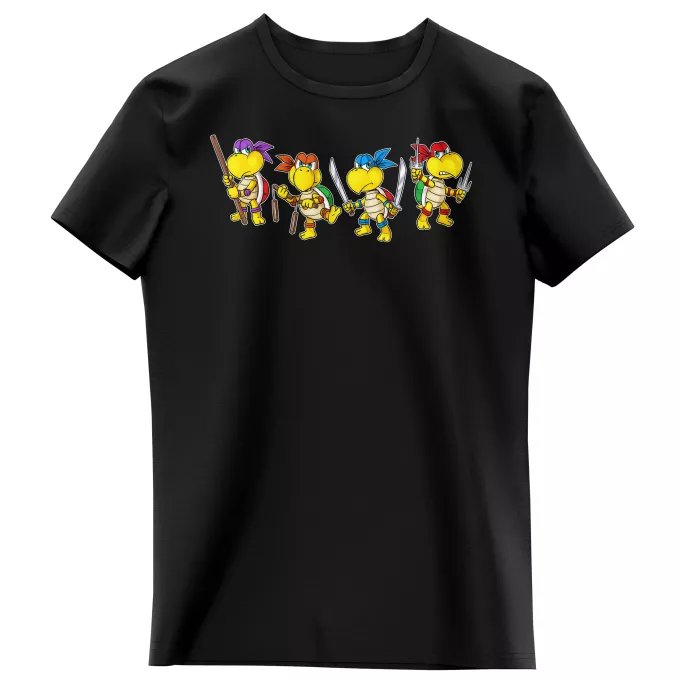 T-shirts crianças raparigas Paródia Super Mario Mario Vs Donatello,Raphael, Leonardo e Michelangelo