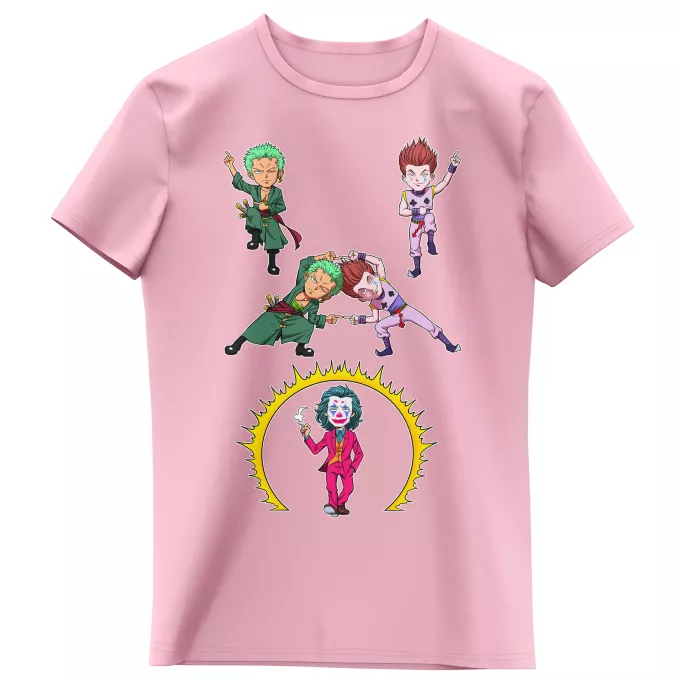Flickor barnens T-shirts Parodi One Piece Hisoka, Jokern och Zoro