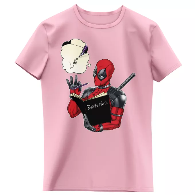 Flickor barnens T-shirts Parodi Deadpool Deadpool, Logan aka Wolverine och Death Note