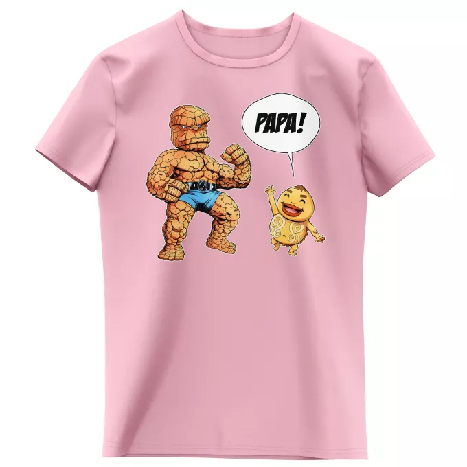 T-shirts Enfants Filles Parodie Zelda Un papa solide comme un roc ! - La Chose des 4 Fantastiques et un Goron