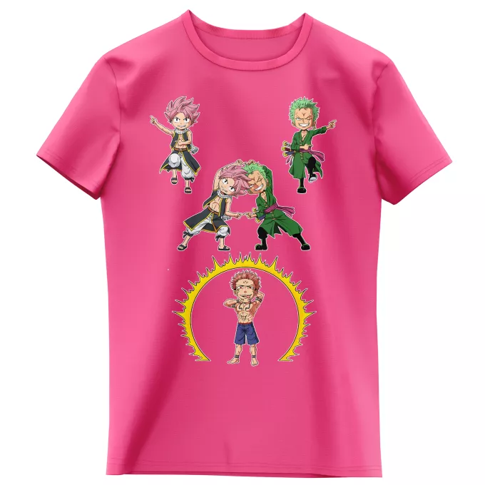 Flickor barnens T-shirts Parodi One Piece Natsu, Lolonoa Zoro och Ryomen Sukuna (Yuji Itadori)