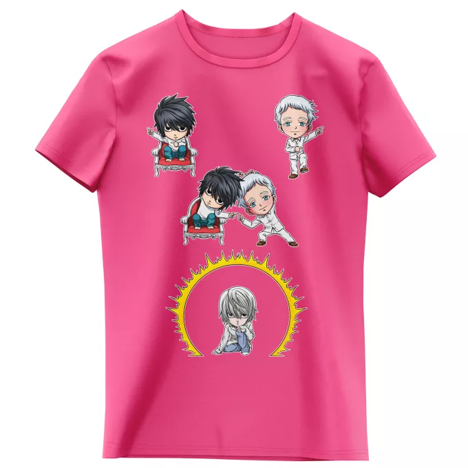 Girls Kids T-shirts Parody of Death Note Norman, L and Near aka Nate River