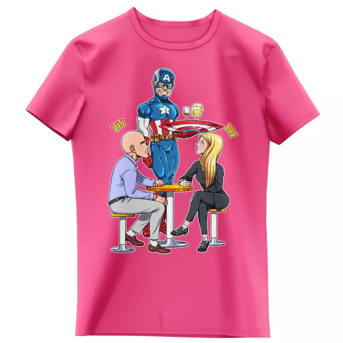 T-shirts Enfants Filles Parodie Captain America Waiter America ! - Steven Rogers alias Captain America des Avengers