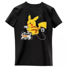T-shirt Enfant Fille Pikachu « En Charge... Ne pas déranger ! » – Parodie Pokémon