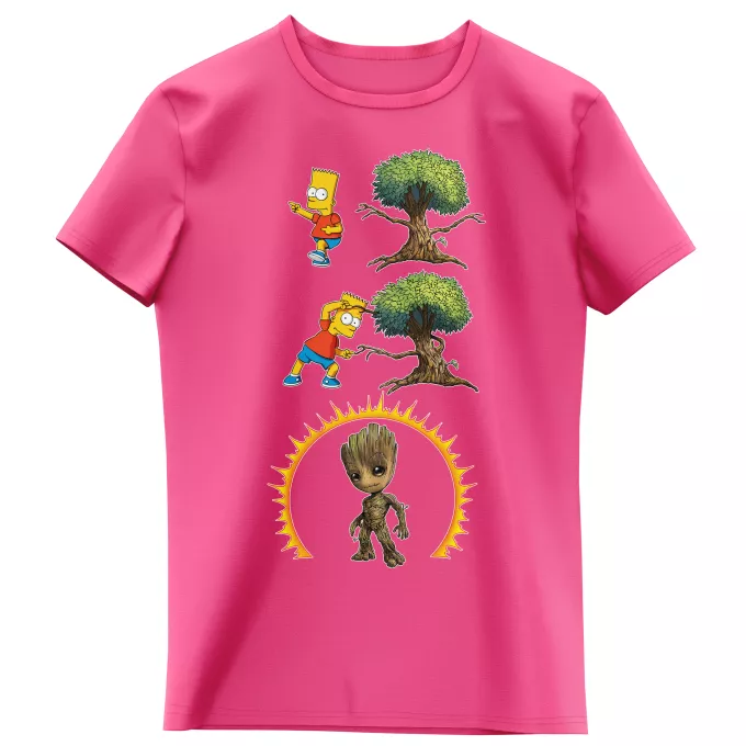 Flickor barnens T-shirts Parodi Simpsons Groot och Bart Simpson