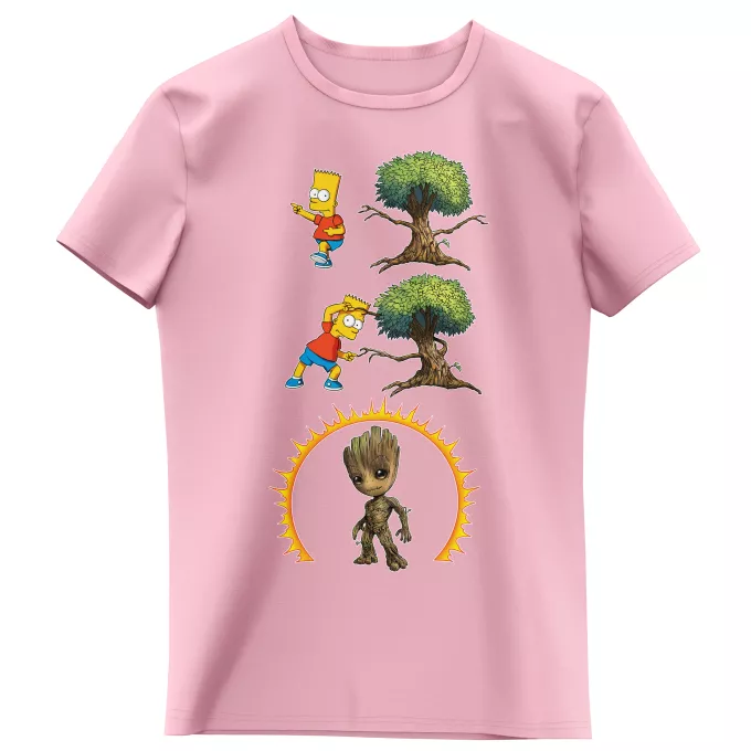 Girls Kids T-shirts Parody of The Simpsons Groot and Bart Simpson