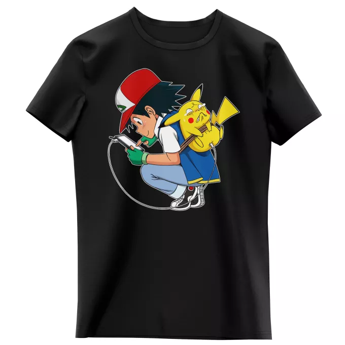 Mädchen Kinder T-Shirts Parodie auf Pokémon Pikachu
