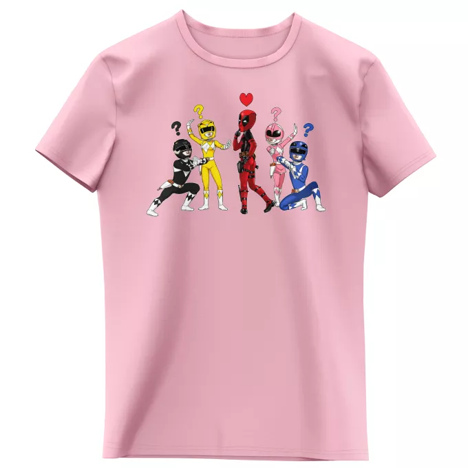 Flickor barnens T-shirts Parodi Deadpool Deadpool och Power Rangers