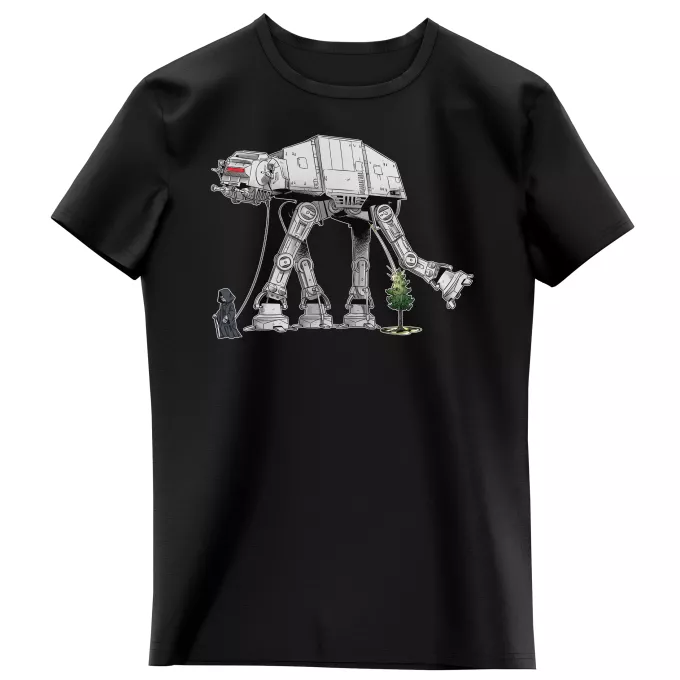 T-shirts Enfants Filles Parodie Star Wars Promenade impériale... - Empereur Palpatine aka Dark Sidious, son robot chien AT-AT