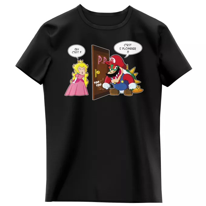 T-shirts Enfants Filles Parodie Super Mario C'est l'plombier ! - Bowser, Princesse Peach
