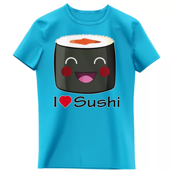 T-shirts Enfants Filles Parodie Japon Culture I Love Sushi !