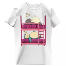 Maglietta Rosa chiaro (Sakura) per bambine e ragazze parodia Pokémon - Totoro e Snorlax (T-shirt di qualità premium - Stampata in Francia - Rif : 1213)