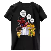 T-shirt Enfant Fille Aiolia « Un gros chat sauvage en laisse ! » – Parodie Saint Seiya