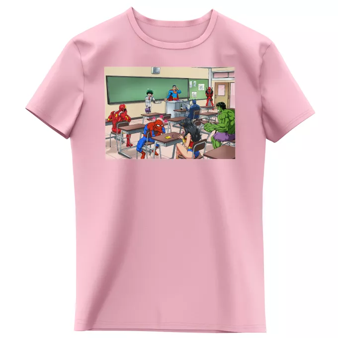 T-shirts Enfants Filles Parodie My Hero Academia Quand tu te trompes de salle de classe... - Deku alias Izuku Miroriya, Deadpool, Iron Man, Wonder Woman, Spider-man, Batman, Hulk