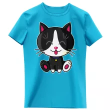 T-shirt Enfant Fille « Kawaii Baby Cat (Noir et Blanc) » – Parodie Kawaii Baby Cats