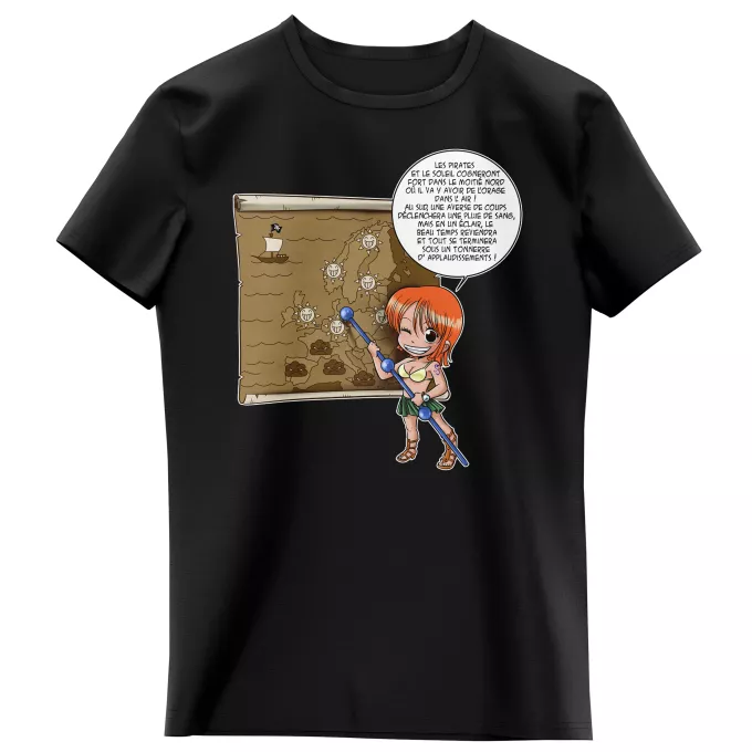 T-shirts Enfants Filles Parodie One Piece Les prévisions de Météo Pirate pour le prochain épisode ! - Nami