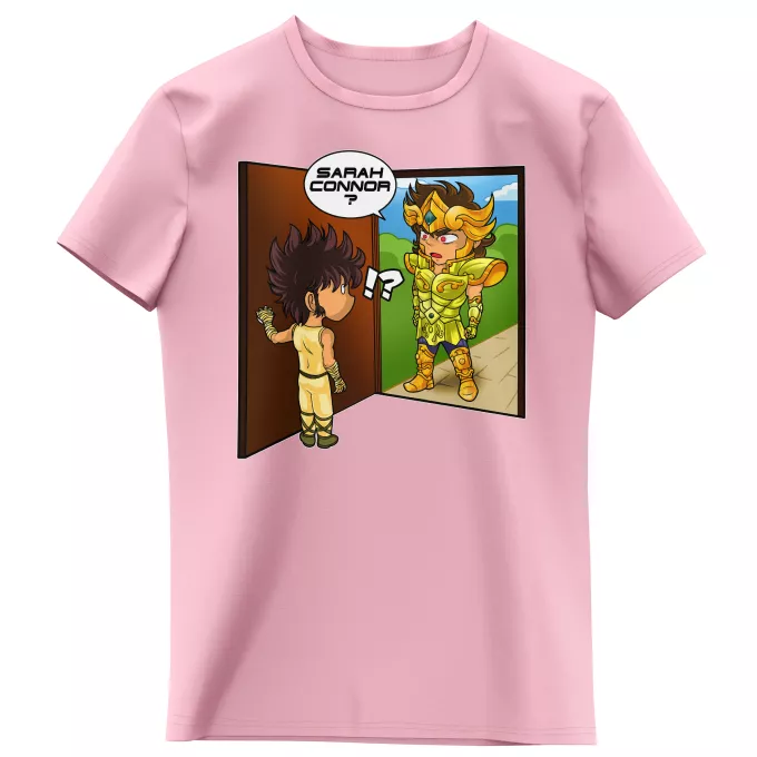 Girls Kids T-shirts Parody of Knights of the Zodiac - Saint Seiya Pegasus Seiya, Leo Aiolia and Terminator