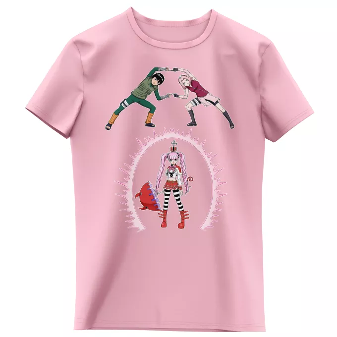 Mädchen Kinder T-Shirts Parodie auf Naruto Sakura, Rock Lee und Perona