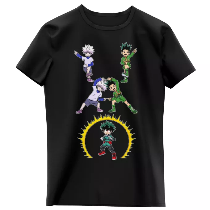 Flickor barnens T-shirts Parodi My Hero Academia Gon, Killua och Deku (Izuku Midoriya)