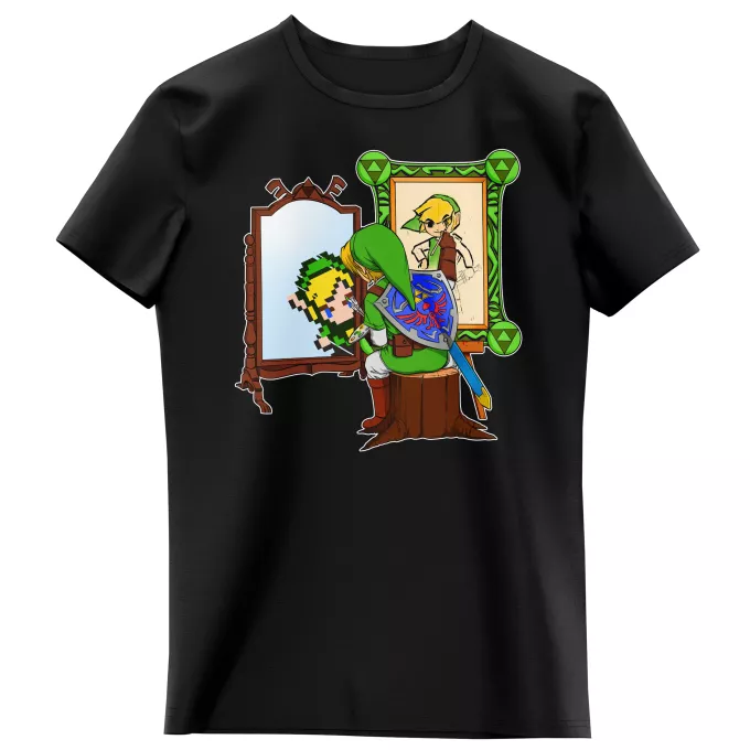 T-shirts crianças raparigas Paródia Zelda Link - Norman Rockwell style